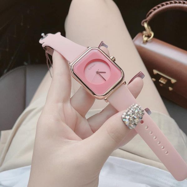 Đồng hồ Guou nữ dây cao su màu hồng