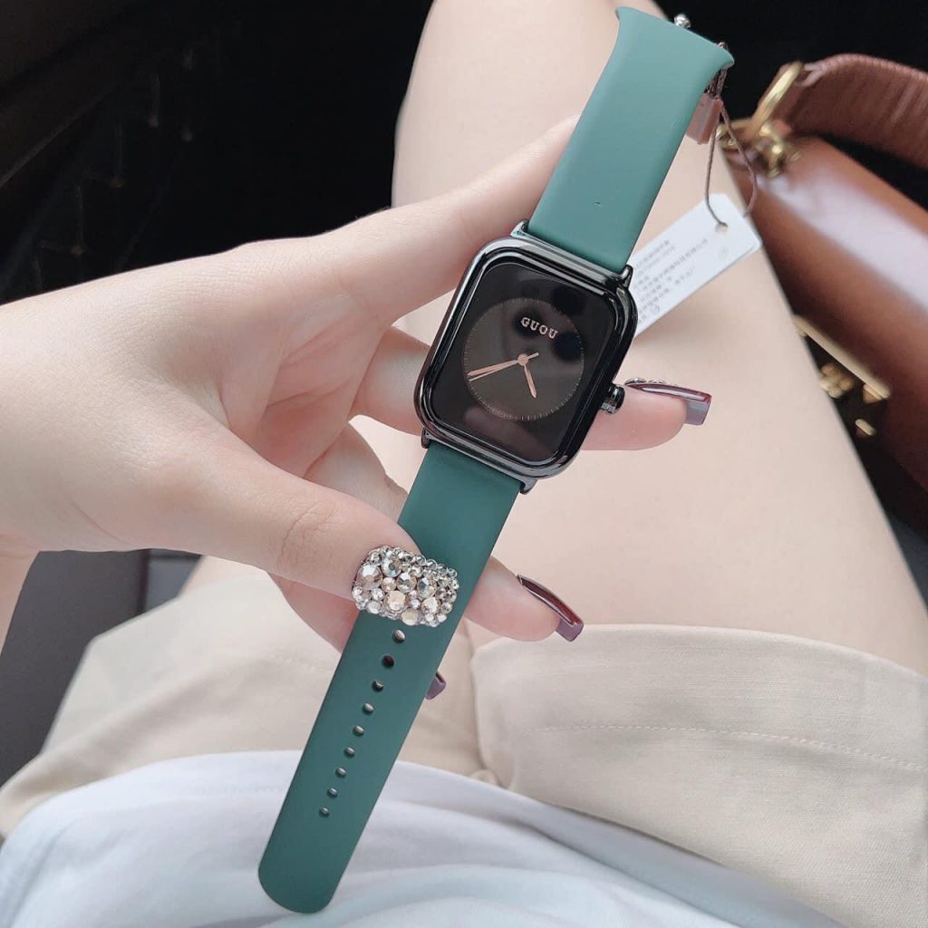 Đồng hồ Guou chính hãng mặt hoa đính kim cương, đồng hồ chính hãng