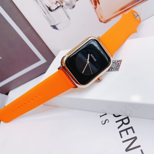 Đồng hồ Guou nữ dây cao su màu cam