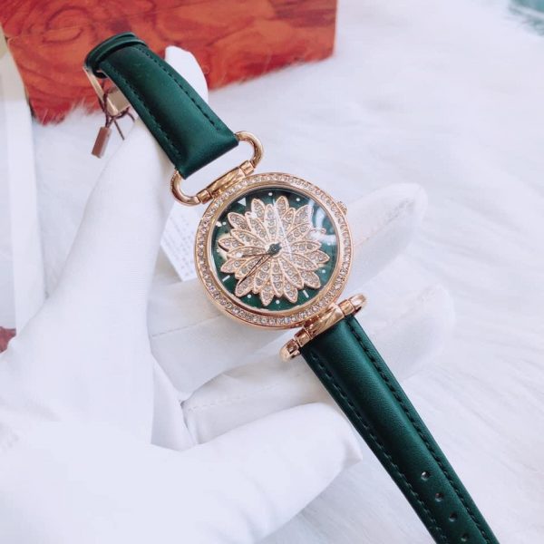 Đồng hồ Guou nữ dây da màu xanh lá