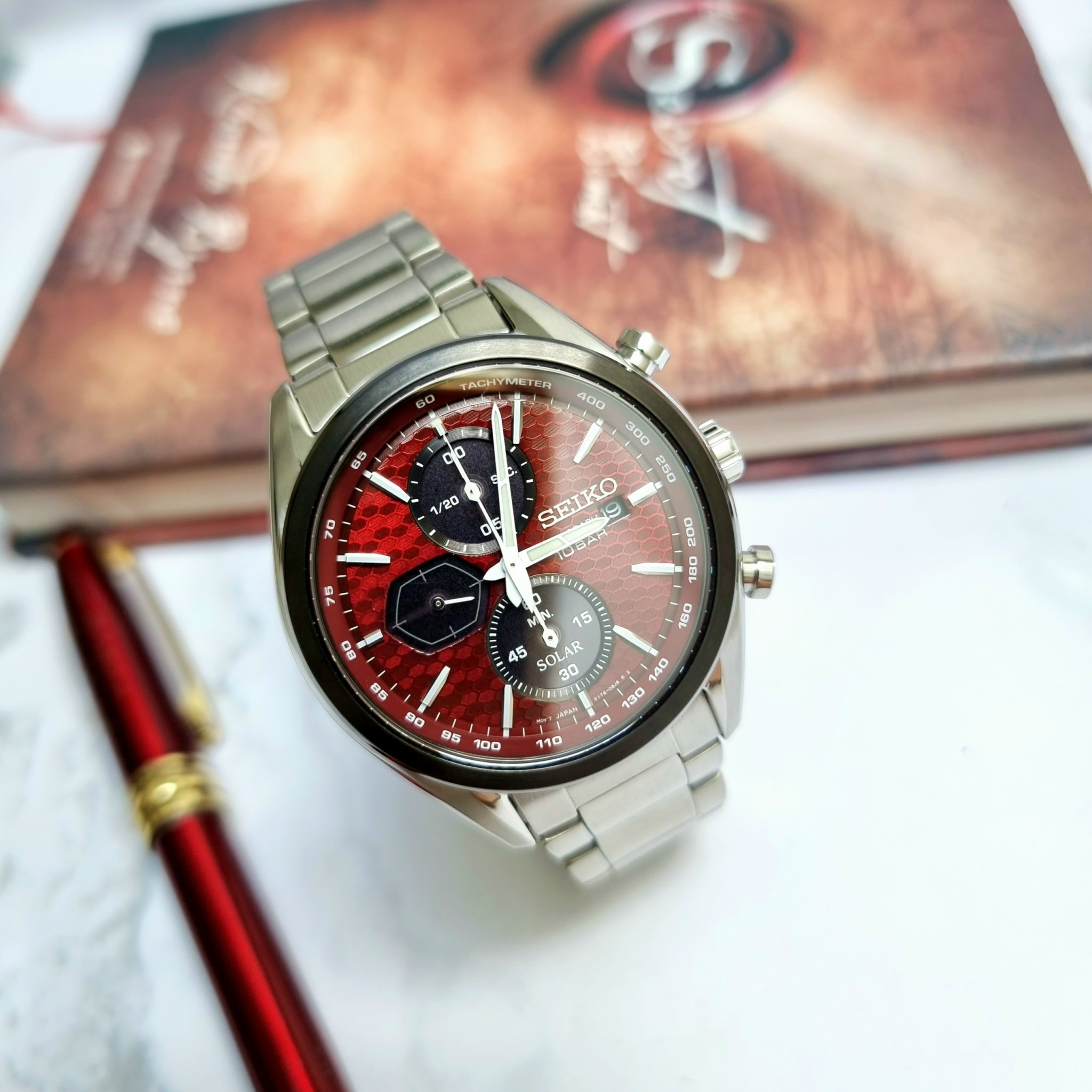 Đồng hồ Seiko nam chính hãng Solar Red Macchina Sportiva Chronograph   - DWatch Authentic