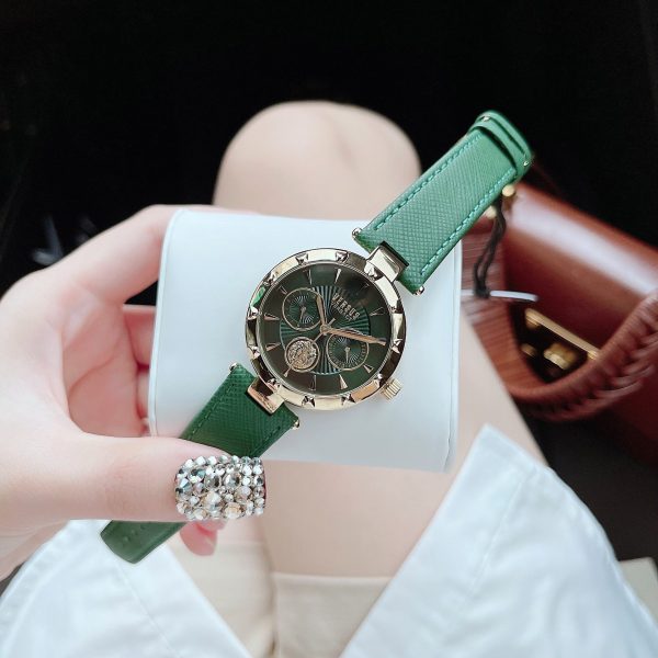 Đồng hồ Versus nữ dây da màu xanh lá cây