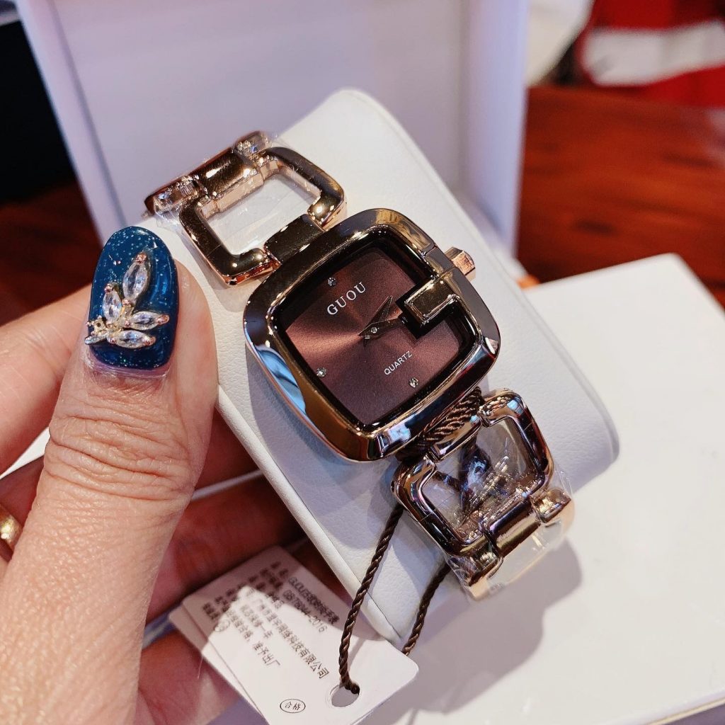 Đồng hồ nữ dây kim loại Guou