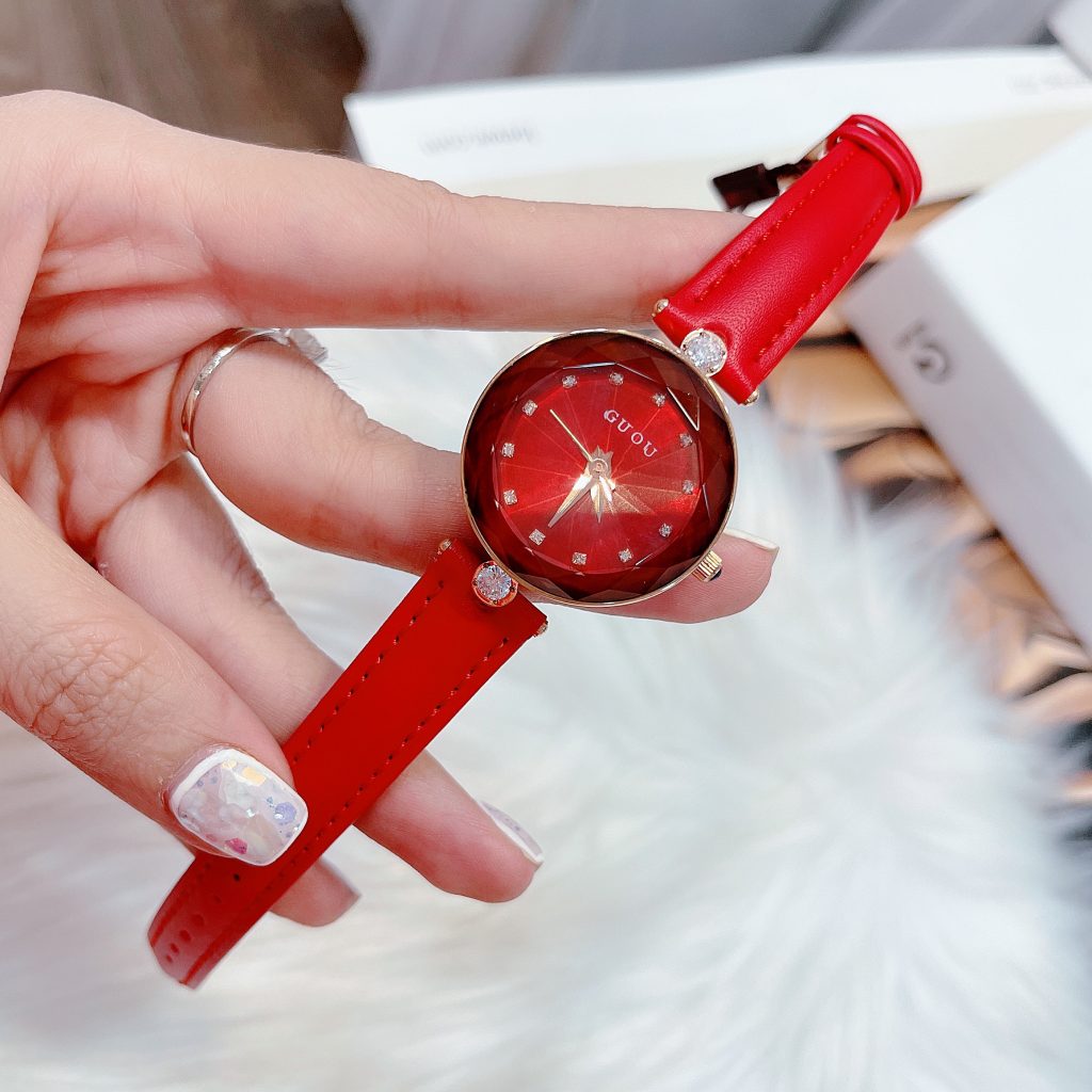 Đồng hồ nữ chính hãng Guou màu đỏ