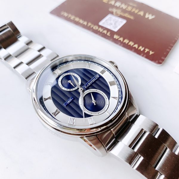 Đồng hồ Thomas Earnshaw chính hãng nam dây kim loại mặt xanh 42mm