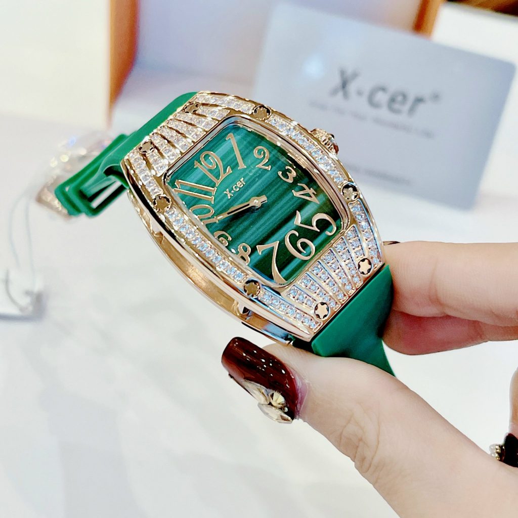 Đồng hồ nữ màu xanh lá cây X-Cer B0610 Rose Gold chính hãng