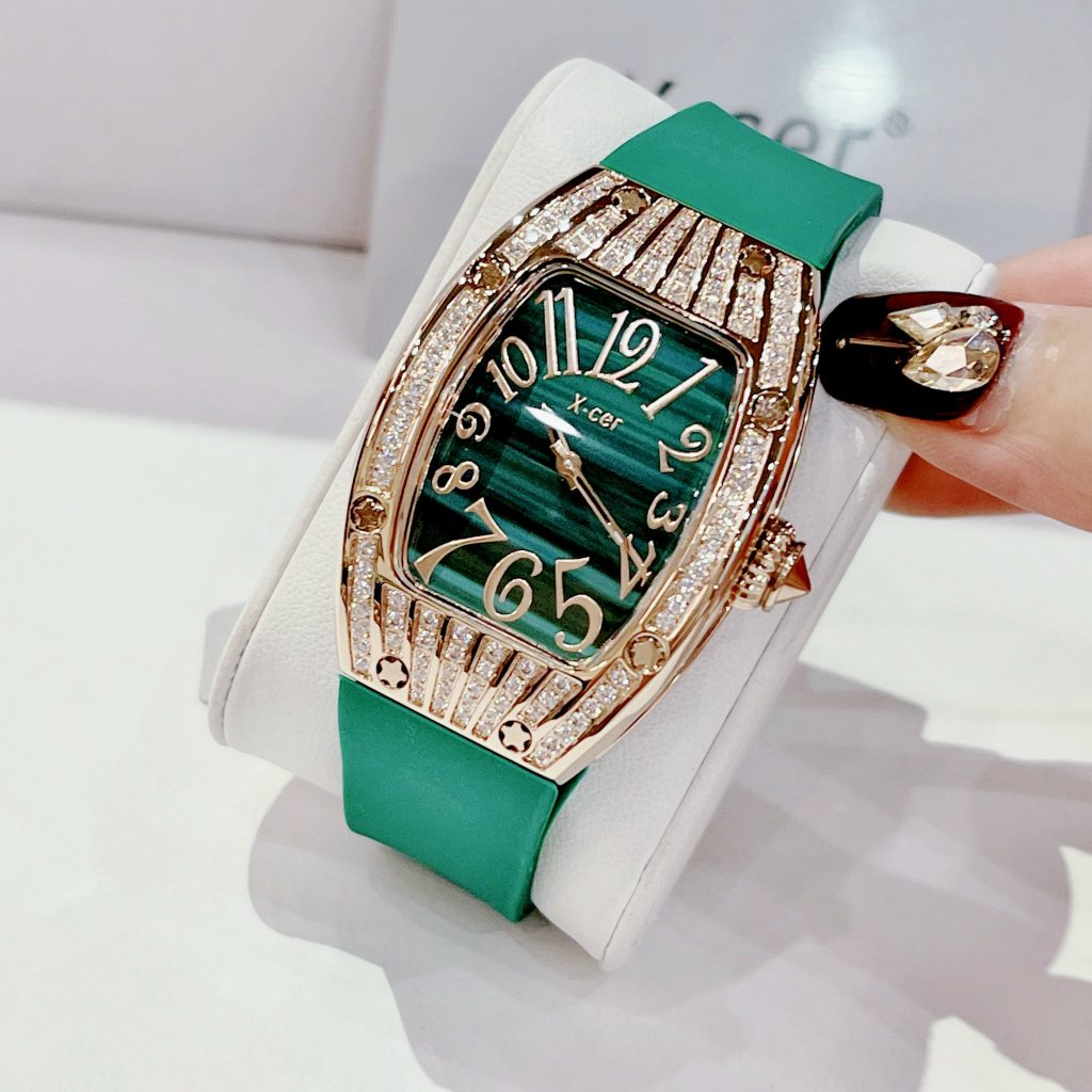 Đồng hồ nữ màu xanh lá cây X-Cer B0610 Rose Gold chính hãng