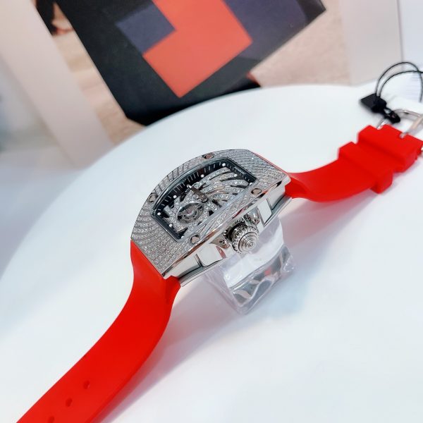 Đồng hồ nữ màu đỏ Hanboro chính hãng đính đá hình lốc xoáy 36mm