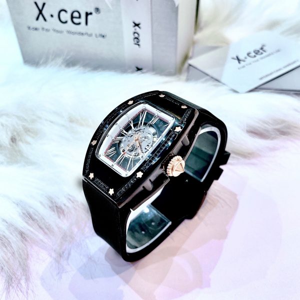 Đồng hồ X-Cer chính hãng B0612 nữ đính đá màu đen dáng toneau 36mm