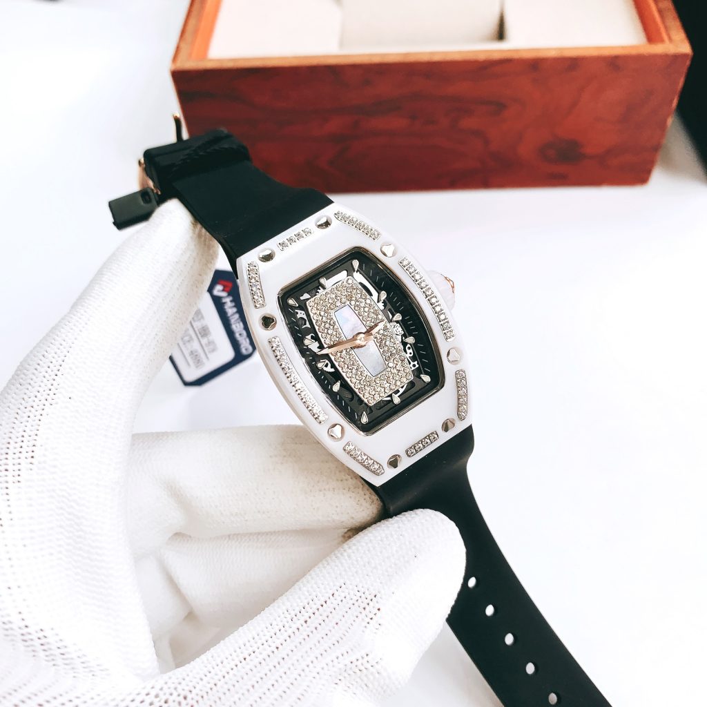 Đồng hồ nữ Hanboro vỏ gốm sứ màu trắng chính hãng giá rẻ