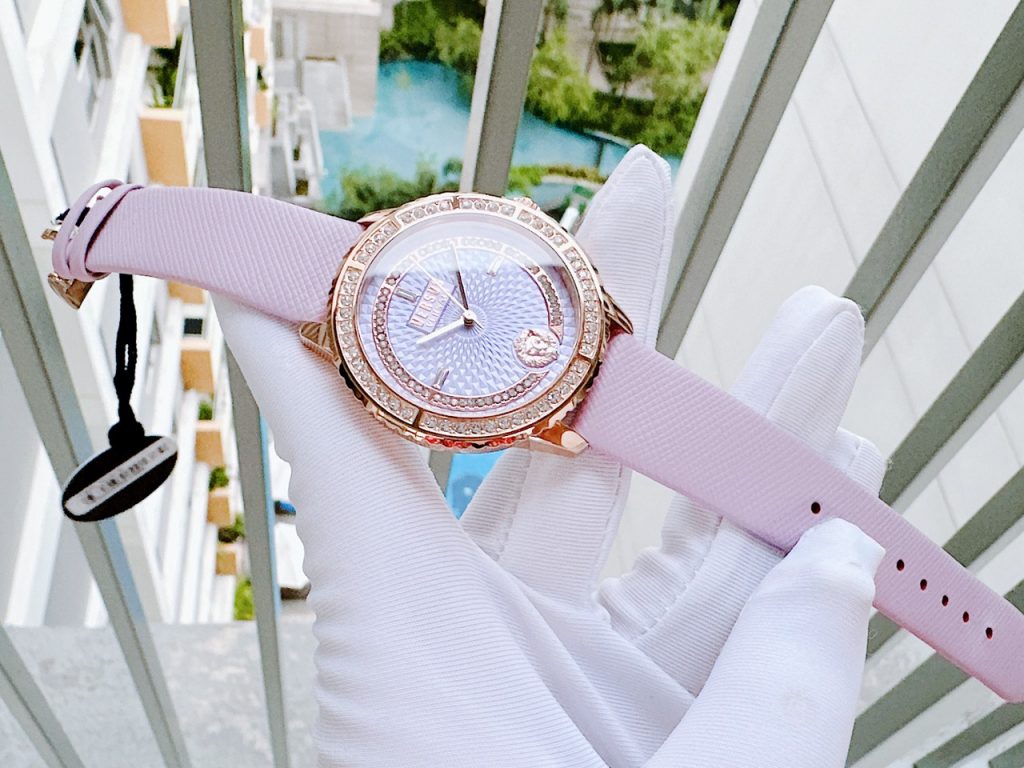 Đồng hồ nữ Versus Montorgueil chính hãng mặt tròn màu hồng đính đá Swarovski cao cấp