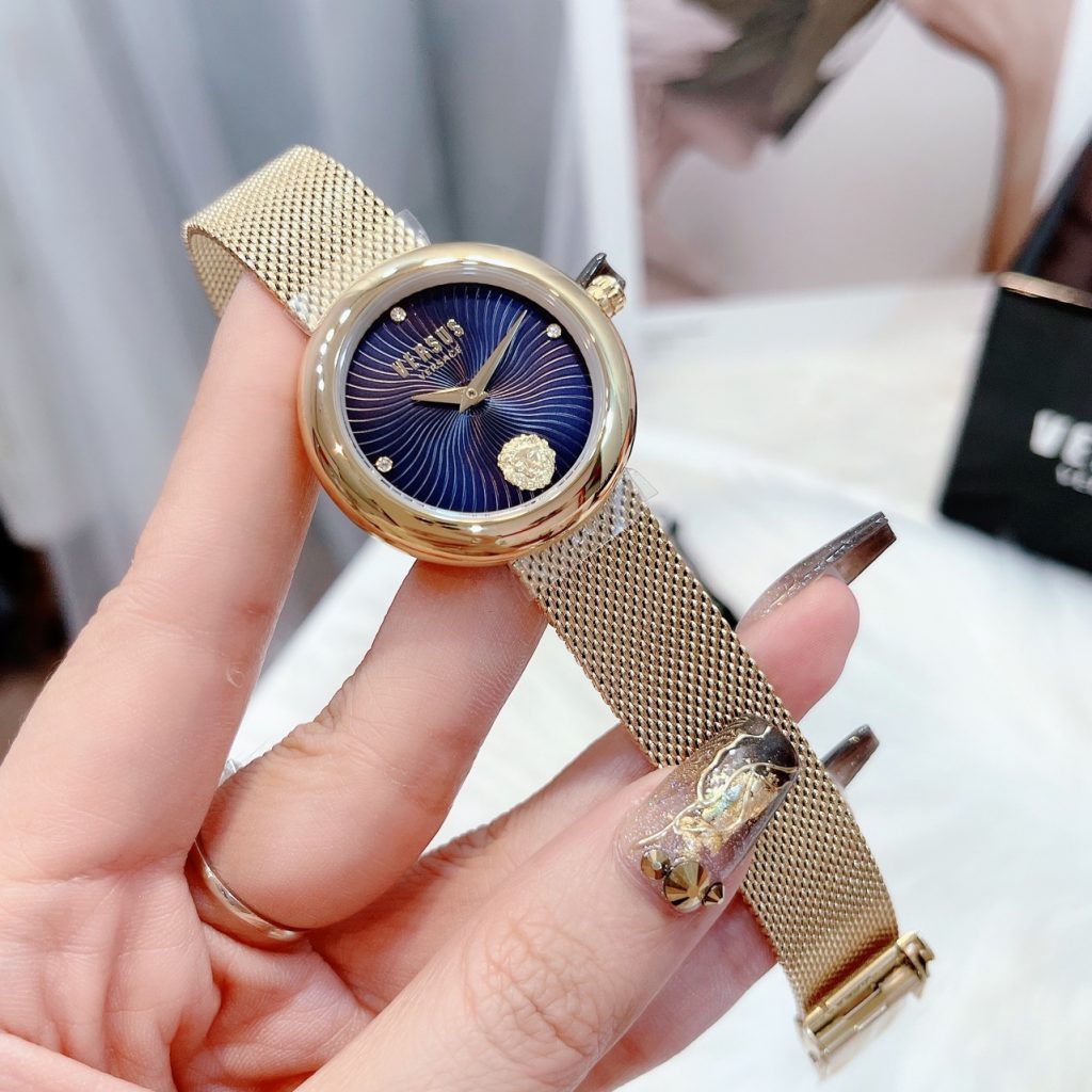 Đồng hồ nữ Verus chính hãng new collection màu vàng gold mặt xanh