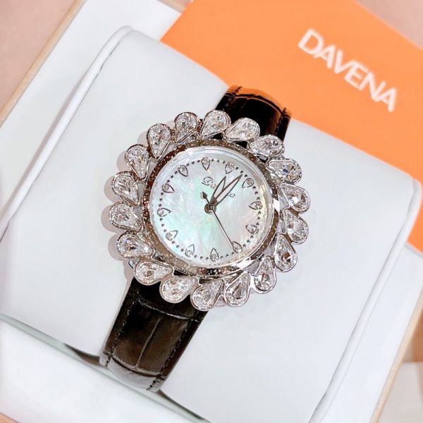 Đồng hồ đính đá Davena Austria 31000 chính hãng mặt hình bông hoa 36mm