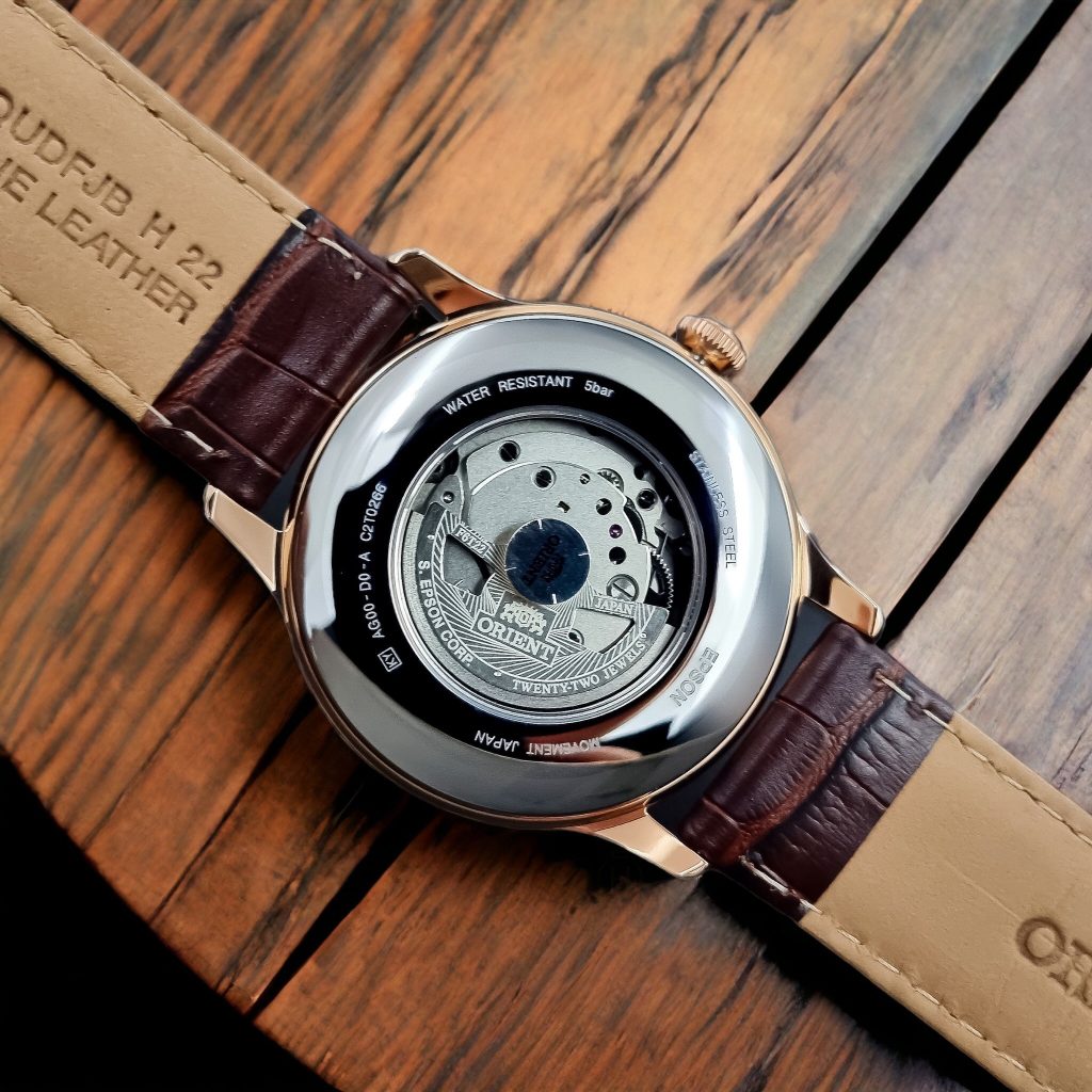 Đồng Hồ Nam Chính Hãng Orient FAG00001T0 Dây Da Vỏ Vàng Hồng Mặt Nâu 43mm