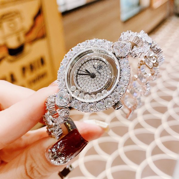 Đồng hồ nữ Royal Crown chính hãng mặt số tròn đính đá tặng kèm vòng cổ 24mm