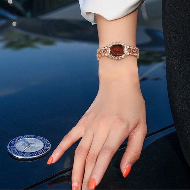 Đồng hồ nữ Melissa chính hãng F8240 đính đá tặng kèm lắc tay siêu xinh 28mm