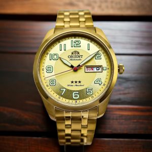 Đồng hồ nam chính hãng Orient RA-AB0023G19B vỏ vàng mặt vàng 39mm