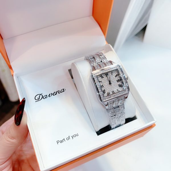 Đồng hồ nữ chính hãng Davena D61151 đính full màu trắng cao cấp 35mm
