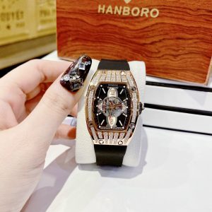 Đồng hồ nữ chính hãng Hanboro By huboler mặt số thiết kế đính đá 36mm