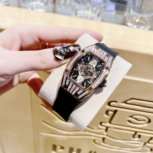 Đồng hồ nữ chính hãng Hanboro By huboler mặt số thiết kế đính đá 36mm