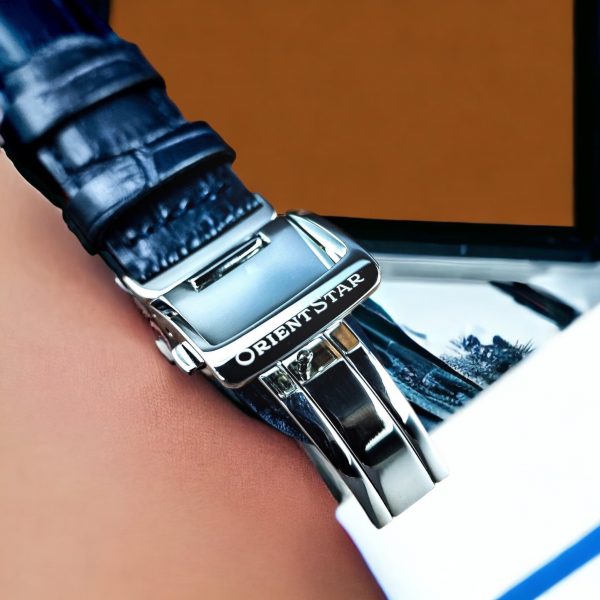 Đồng hồ nam chính hãng Orient RE-AT0015L00B dây da lộ cơ mặt số xanh 40mm