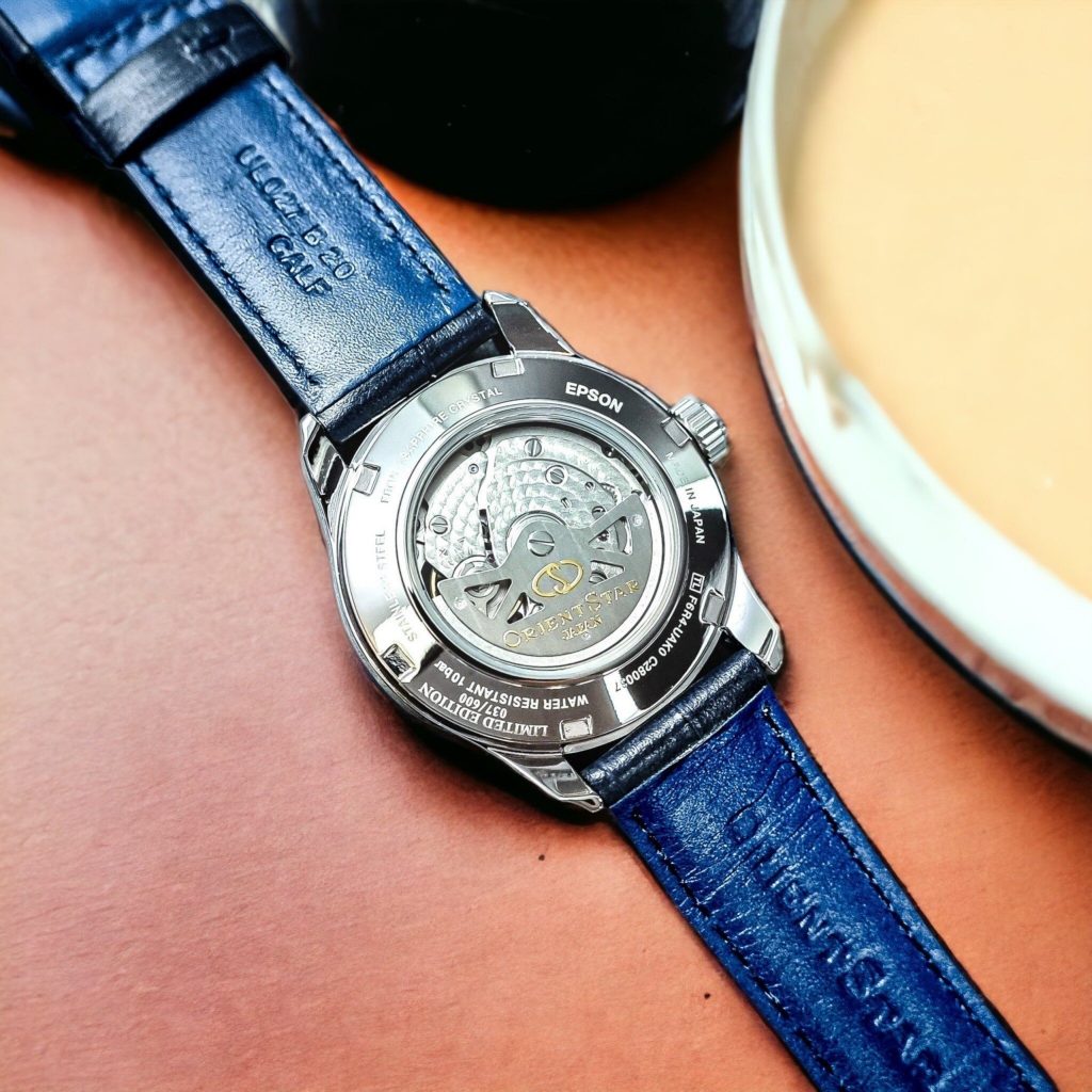 Đồng hồ nam chính hãng Orient RE-AT0015L00B dây da lộ cơ mặt số xanh 40mm