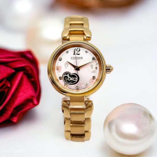 Đồng hồ nữ chính hãng Citizen PR1022-80X mặt số màu hồng đính đá 29mm