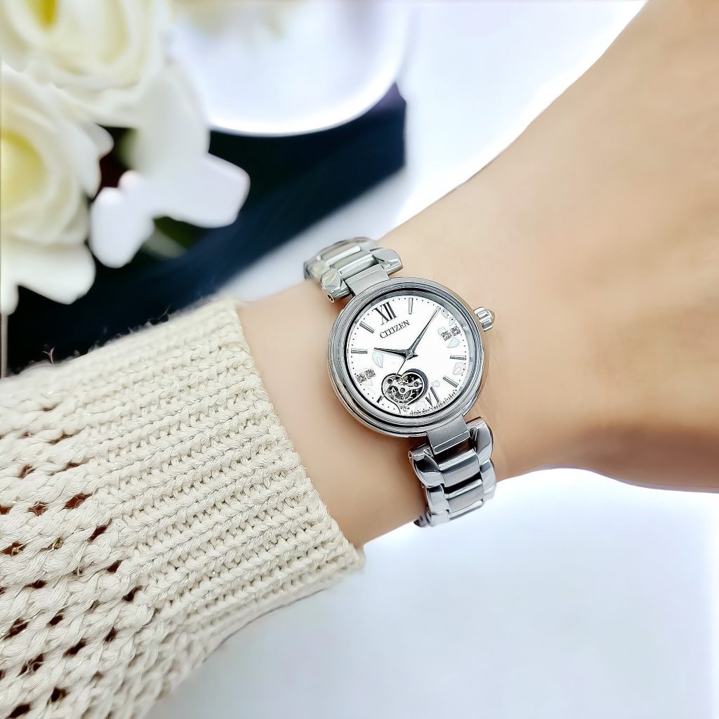 Đồng hồ nữ chính hãng Citizzen PR1020-85A mặt số trắng lộ cơ 29mm