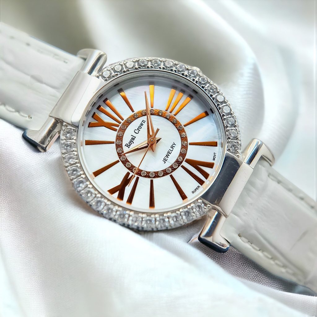 Đồng hồ nữ chính hãng Royal Crown 6116 mặt số tròn đính đá sang chảnh 35mm
