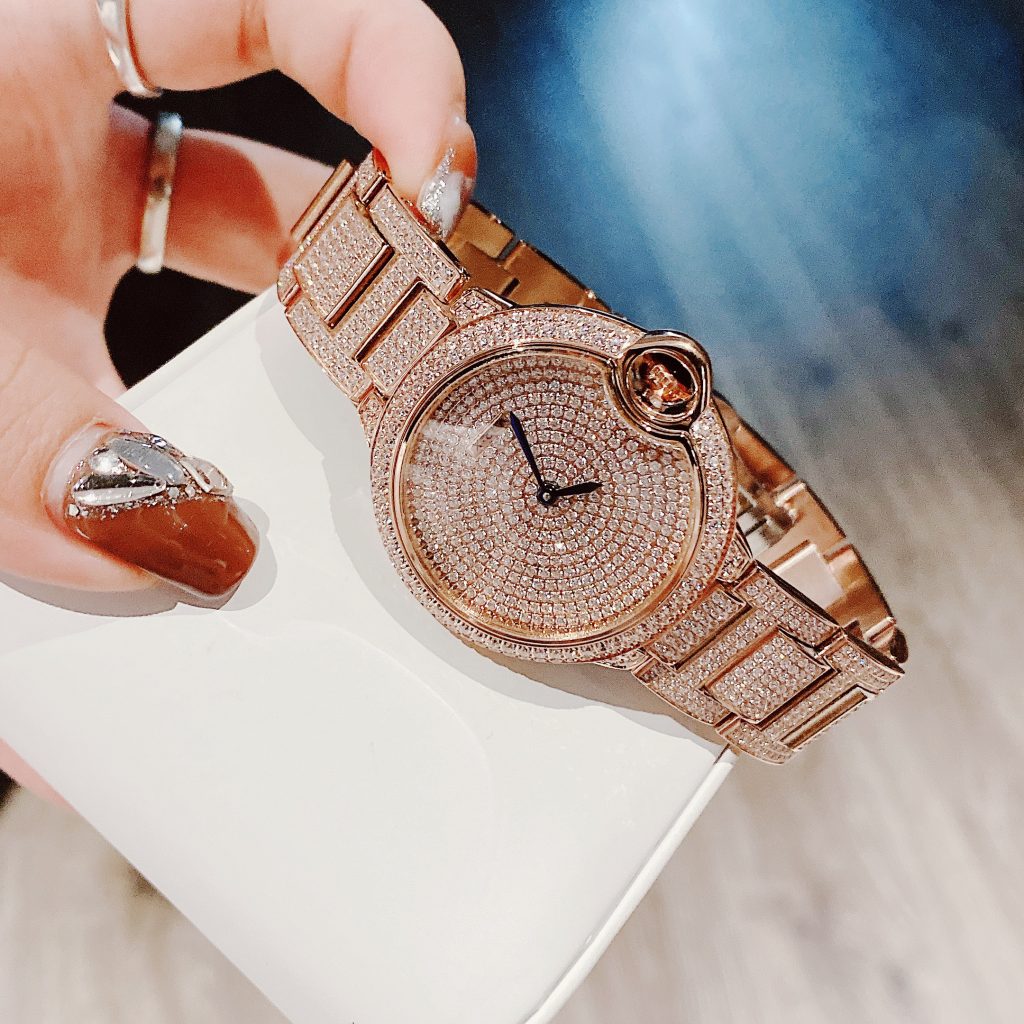 Đồng hồ nữ chính hãng X-Cer đính full đá vàng hồng bling bling 36mm