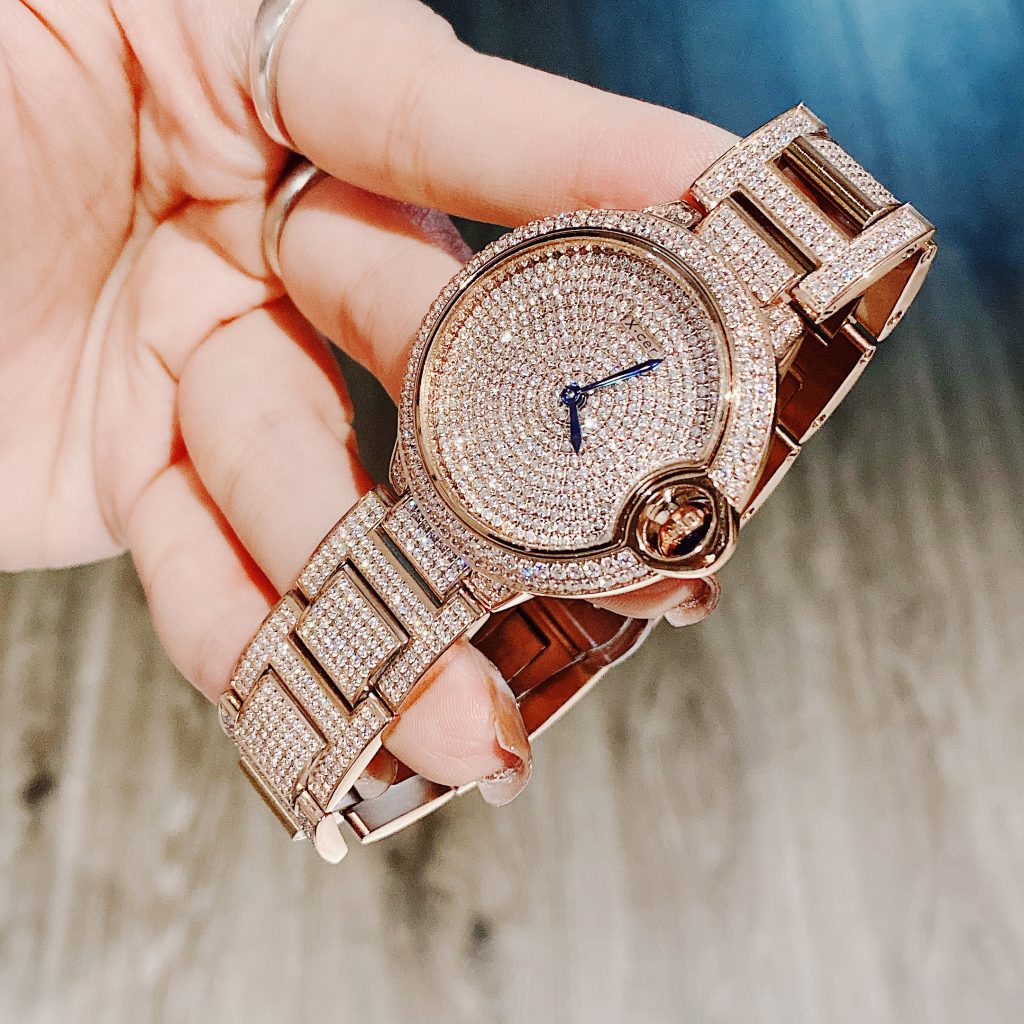 Đồng hồ nữ chính hãng X-Cer đính full đá vàng hồng bling bling 36mm