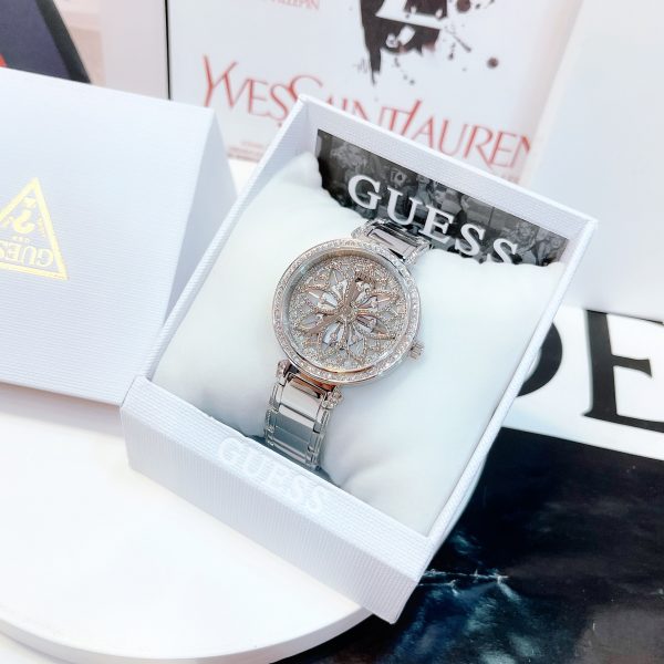Đồng hồ nữ chính hãng Guess mặt số in họa tiết canh hoa chi tiết 36mm