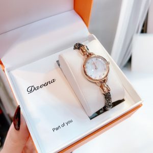 Đồng hồ nữ chính hãng Davena 61539 dây đính đá Swarovski long lanh 28mm