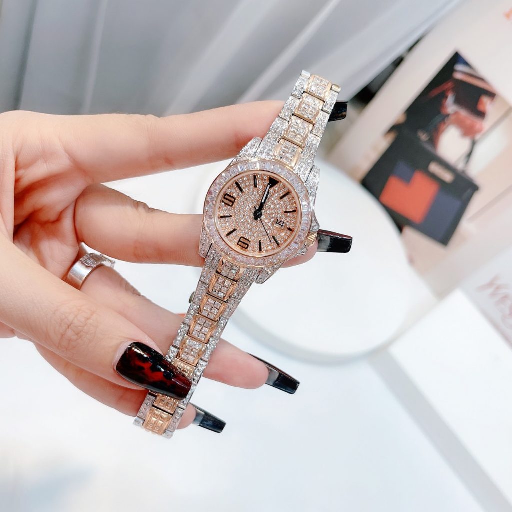 Đồng hồ nữ chính hãng davena đính full đá lấp lánh tặng kèm khuyên tai 33mm