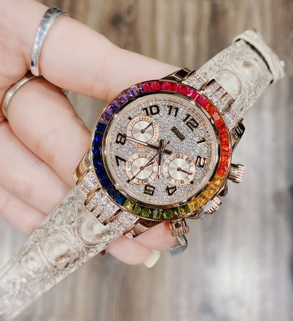 Đồng hồ nữ chính hãng X-Cer dây da Bezel đính đá vuông lấp lánh 39mm