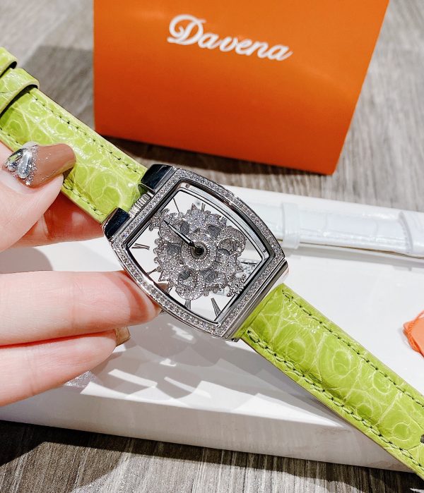 Đồng hồ nữ chính hãng Davena mặt số xoay tròn tặng kèm vòng cổ 36mm