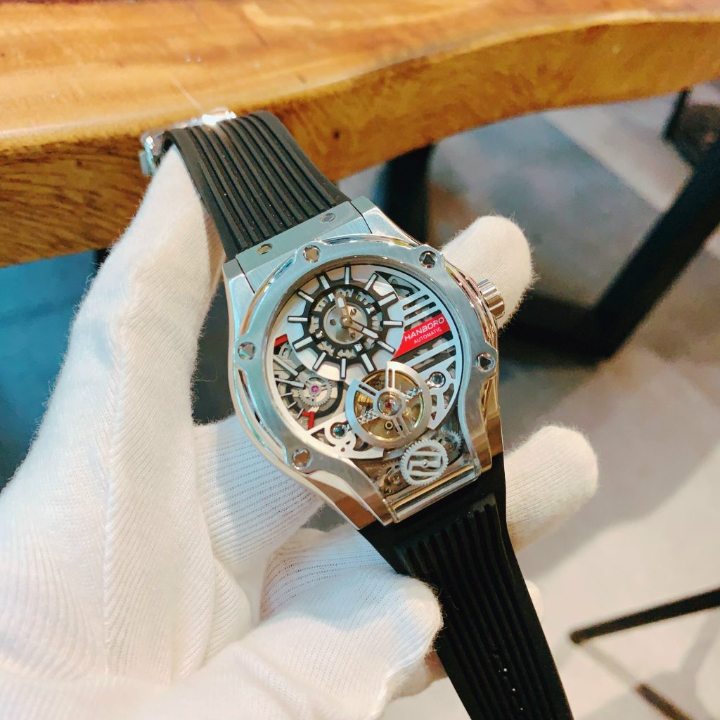 Đồng hồ nam chính hãng Hanboro by Huoboler mặt số thiết kế độc đáo 45mm