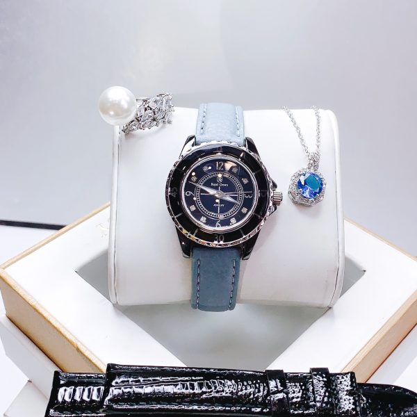 Đồng hồ nữ chính hãng Royal Crown viền ceramic đen siêu nổi bật 32mm