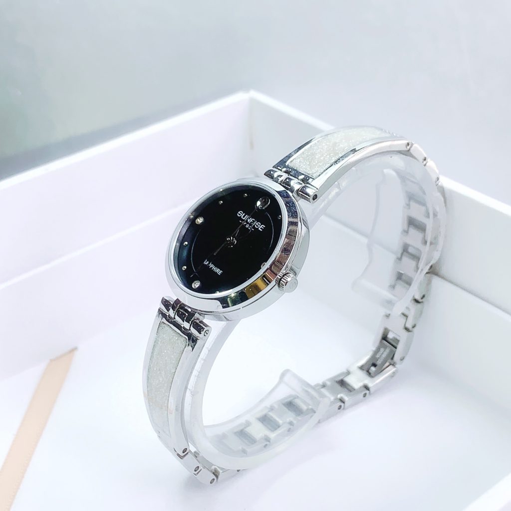 Đồng hồ nữ chính hãng Sunrise mặt số đen tặng kèm phụ kiện 30mm