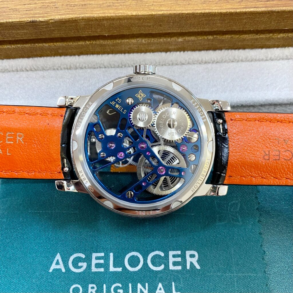 Đồng hồ nam chính hãng Agelocer Bosch-Tourbillon 9004E1 lộ full cơ 40mm