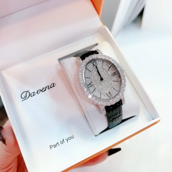Đồng hồ nữ chính hãng Davena 31893 mặt đính full màu trắng nổi bật 36mm