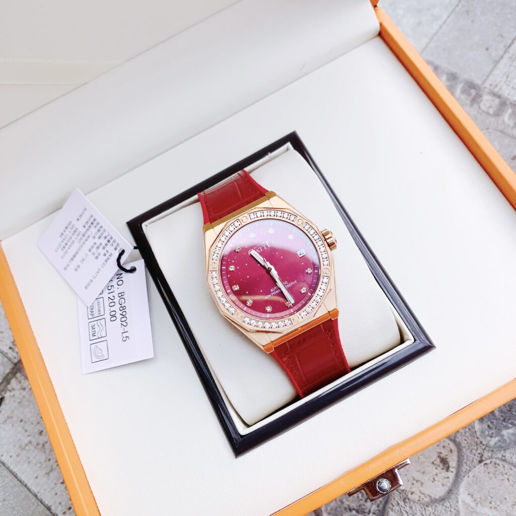 Đồng hồ Bonest Gatti BG8902-L5 nữ chính hãng màu đỏ đính đá 36mm (2)