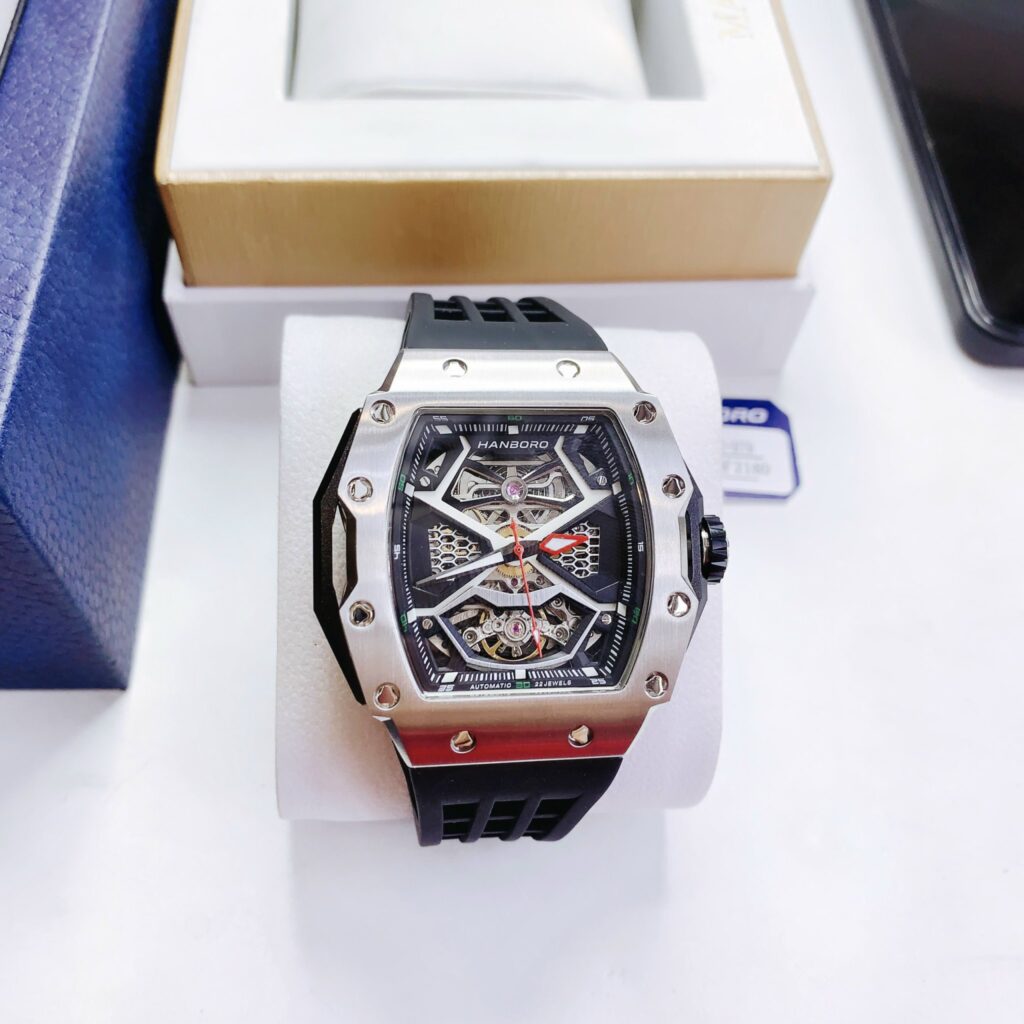 Đồng hồ Hanboro chính hãng nam máy lộ cơ Automatic 40x48mm (2)