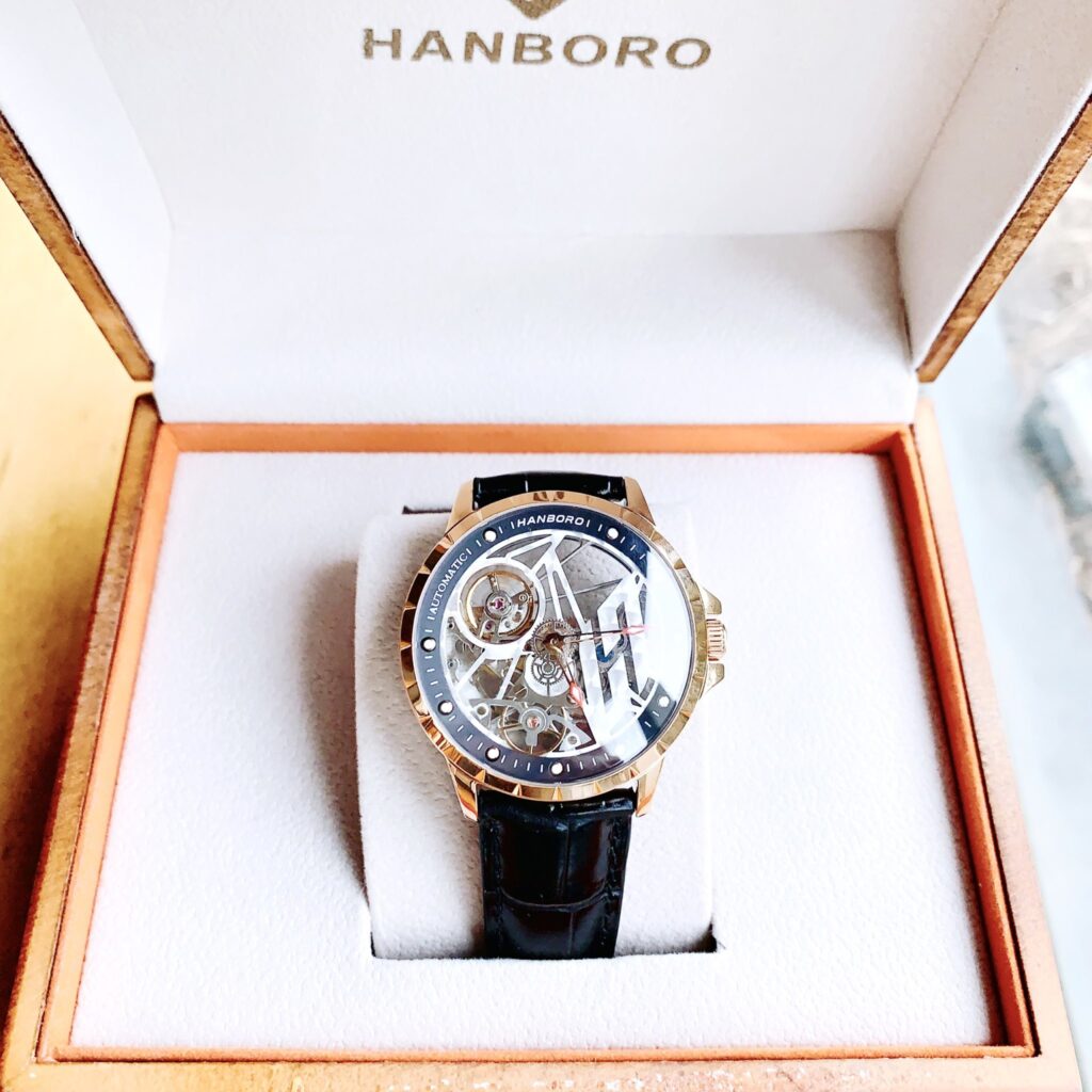 Đồng hồ chính hãng Hanboro by Huboler Rose Gold nam máy lộ cơ 41mm (2)