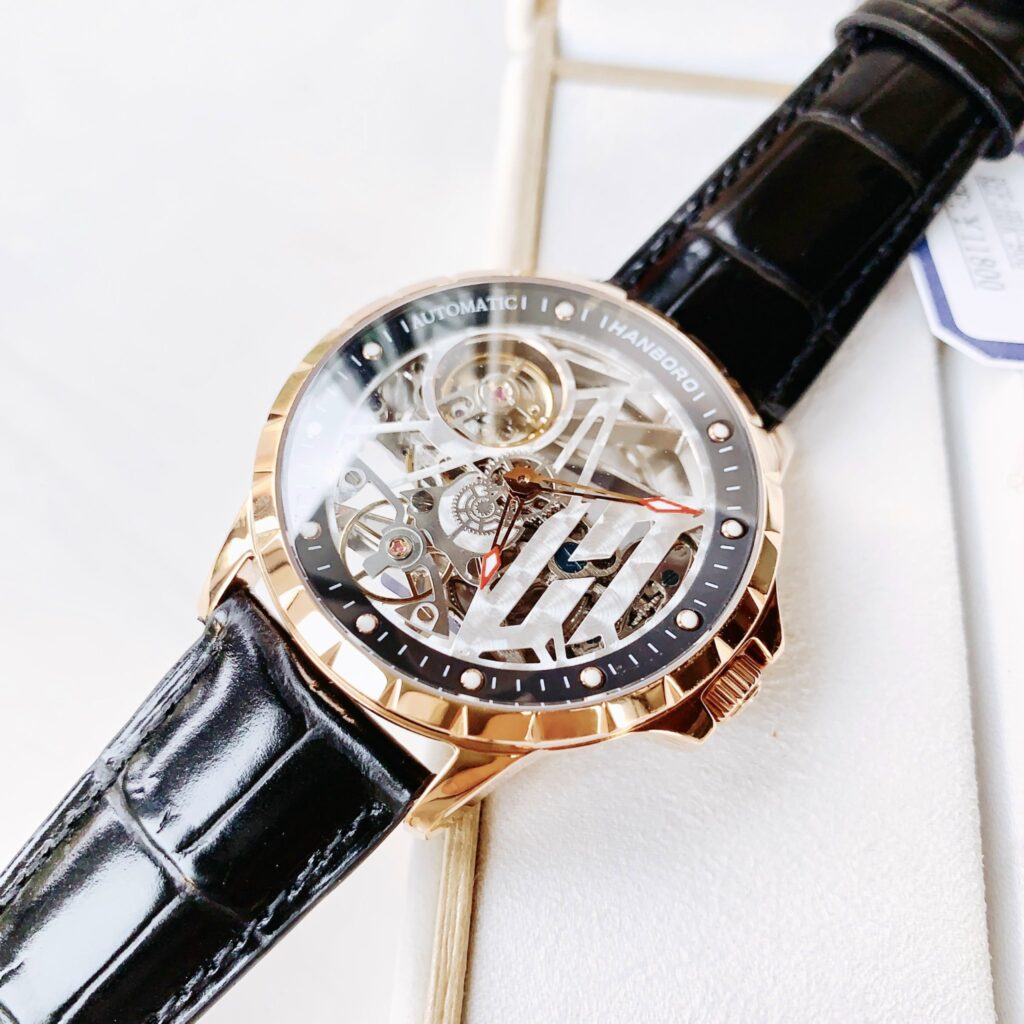 Đồng hồ chính hãng Hanboro by Huboler Rose Gold nam máy lộ cơ 41mm (2)