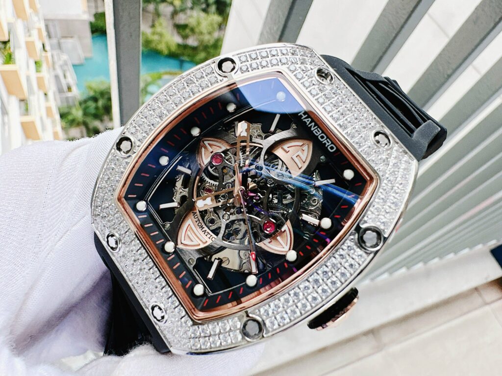 Đồng hồ chính hãng Hanboro nam đính đá Swarovski 40x48mm (9)