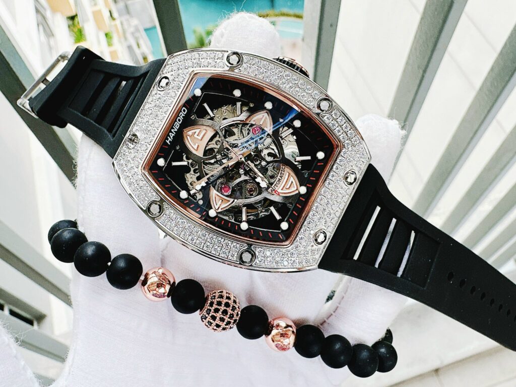 Đồng hồ chính hãng Hanboro nam đính đá Swarovski 40x48mm (9)