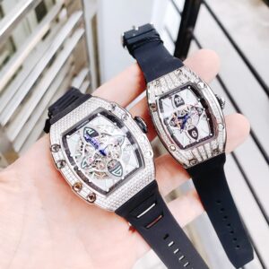 Đồng hồ đôi Hanboro chính hãng đính đá Swarovski màu trắng 3644mm (1)