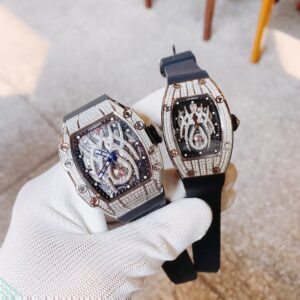 Đồng hồ đôi Hanboro chính hãng mặt họa tiết hình nhện đính đá Swarovski 3644mm (1)
