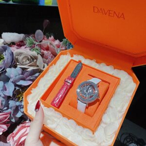 Đồng hồ nữ chính hãng Davena D32101 họa tiết bông hoa xoay 38mm (2)